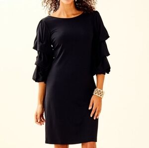 Lilly pulitzer leonie tiered sleeve dress in onyx